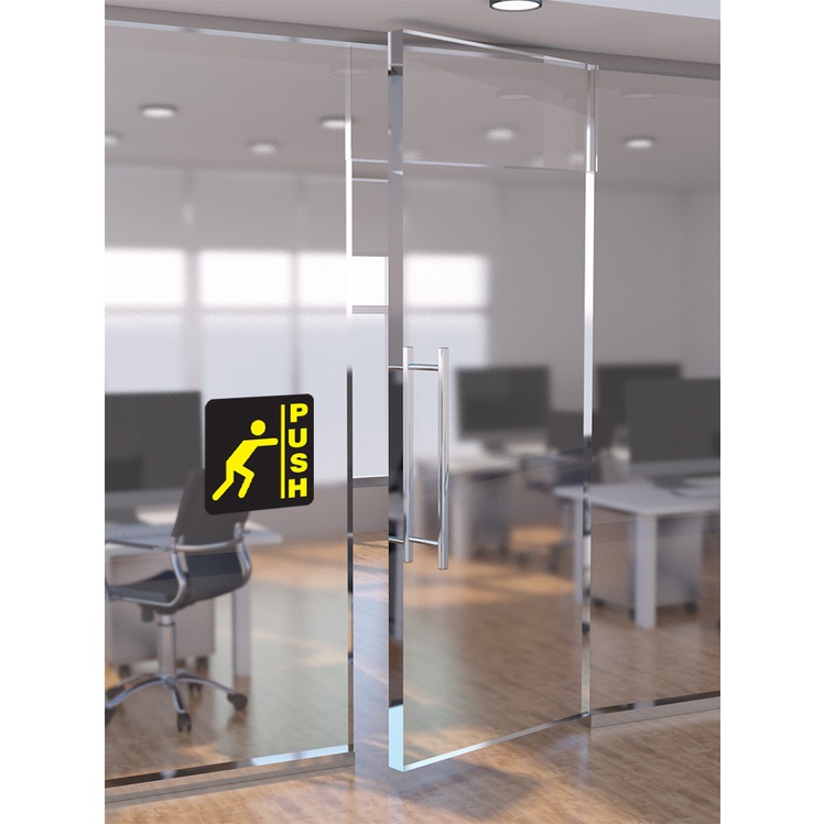 Bộ 6 Sticker Decal dán Biển Báo Đẩy Kéo cửa, No Smoking, Wifi, không đem thức ăn và thú cưng vào quán, kích thước 10cm