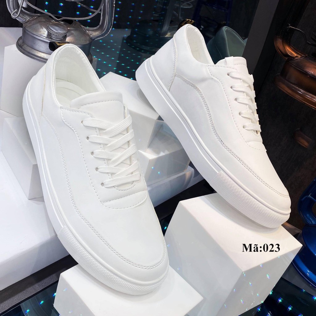 Giày thể thao nam cao cấp hot trend sprot full trắng hoặc đen giầy da trắng sneaker nam nữ - Mã HD666