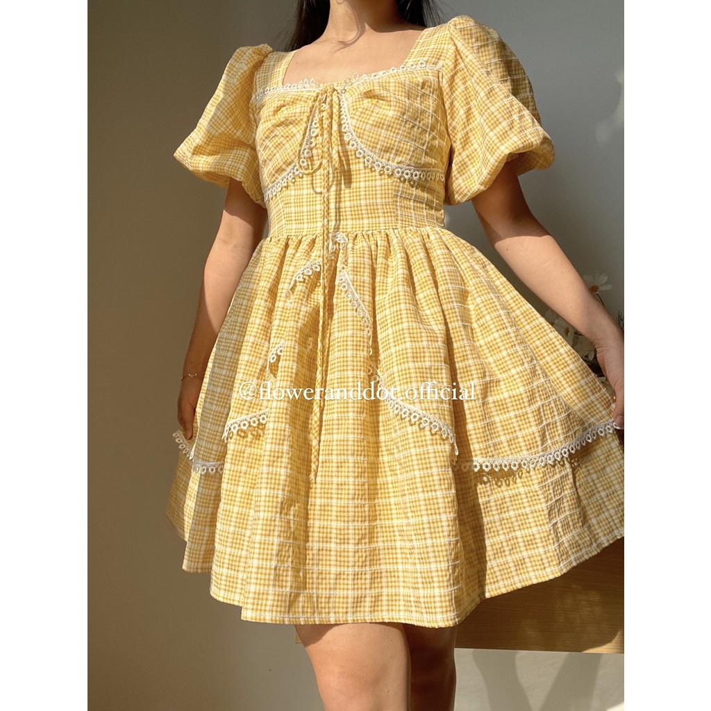 Đầm Jolie vàng mini dáng xòe, đầm công chúa đi chơi - Flower & Dot