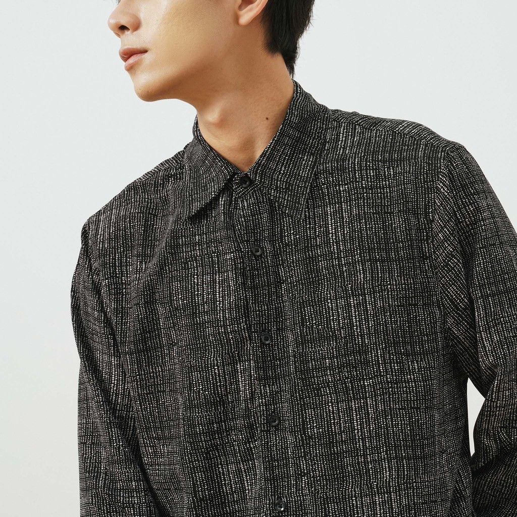 Áo Sơ Mi Dài Tay Cổ Đức Nam Hoạ Tiết Vải Xước UNICUS Rumore Shirt