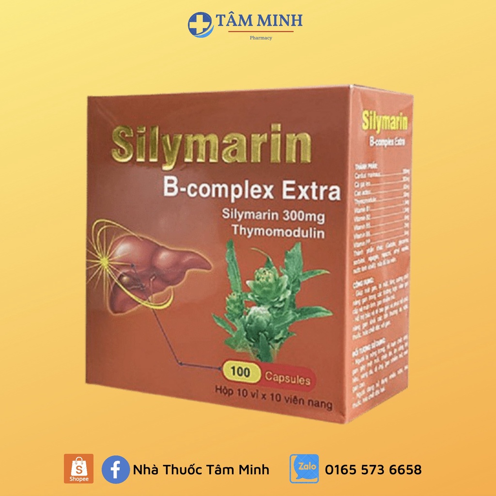 BỔ GAN SILYMARIN B COMPLEX EXTRA  GIẢI ĐỘC, HẠ MEN GAN, MÁT GAN, LỢI MẬT 100 VIÊN