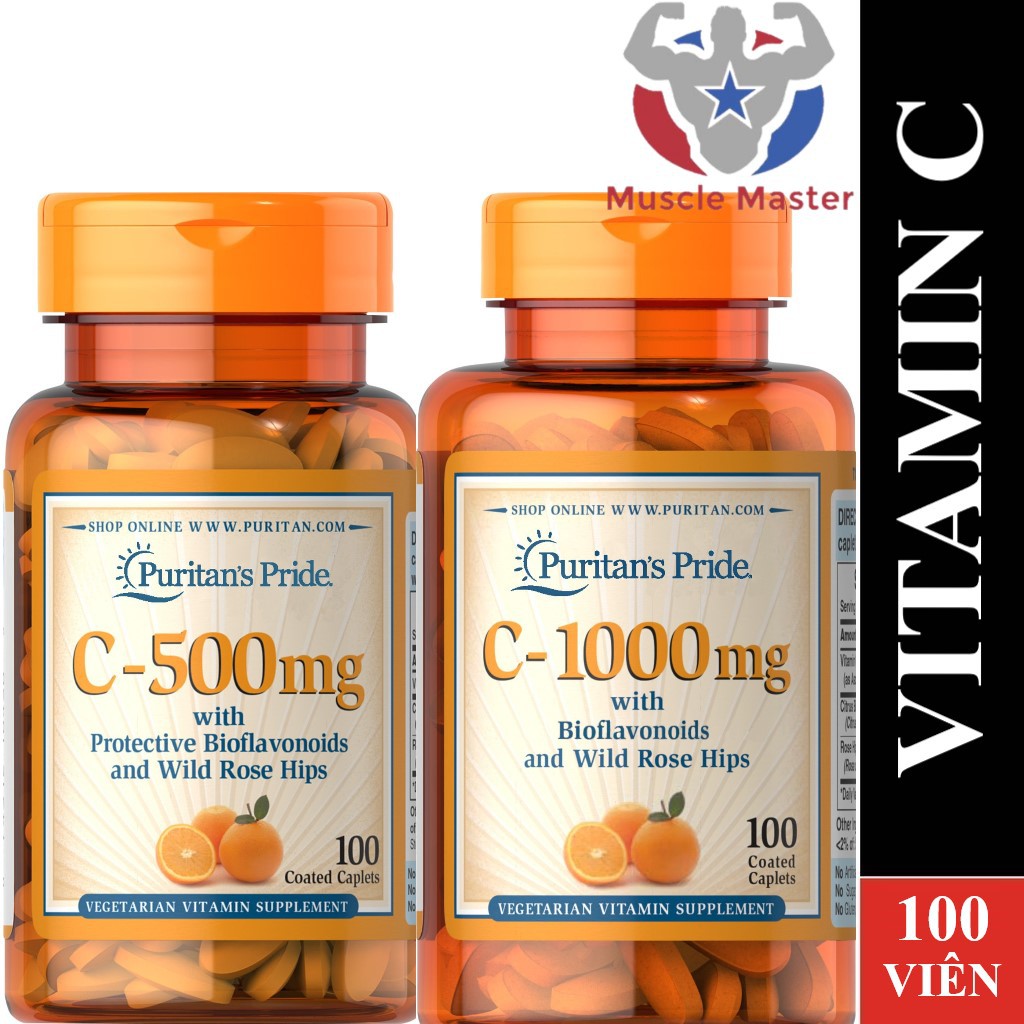 Viên Uống Bổ Sung Vitamin C Puritan's Pride Vitamin C 500mg và 1000mg 100 viên