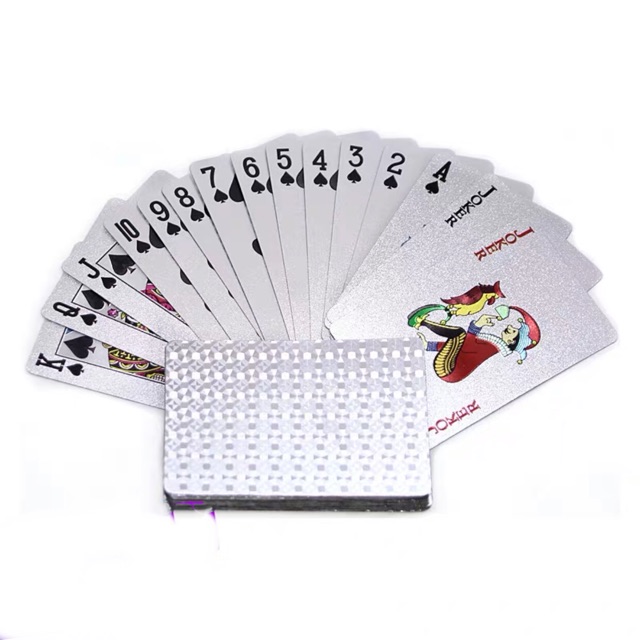 BỘ BÀI POKER NHỰA PVC NHŨ BẠC CHỐNG THẤM NƯỚC (kèm hộp đựng )