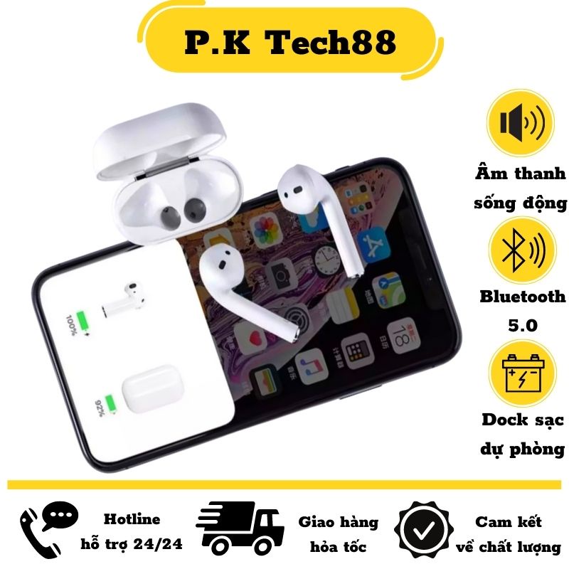 Tai Nghe Bluetooth Không Dây inpods i12 TWS điều khiển cảm biến âm thanh HIFI cho Android iOS