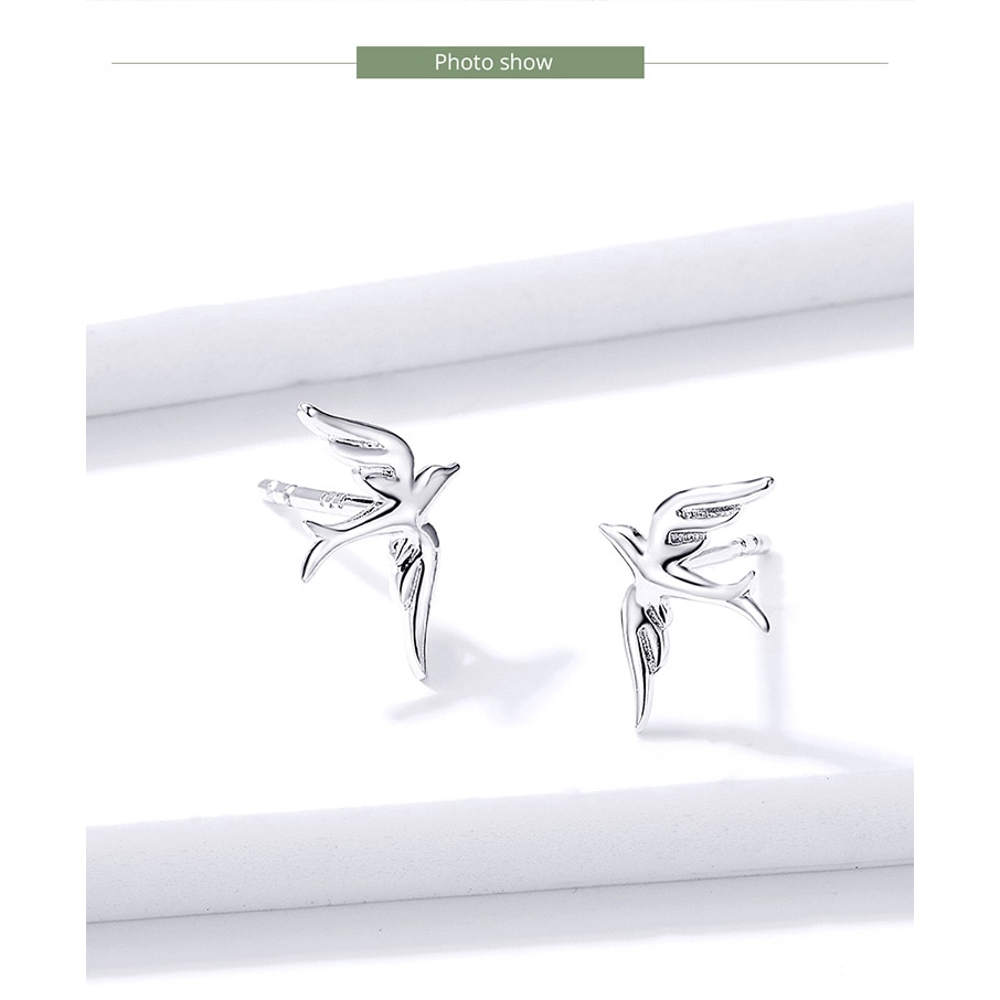 Khuyên tai Bamoer BSE302 bạc 9245 hình chim én thời trang cho nữ