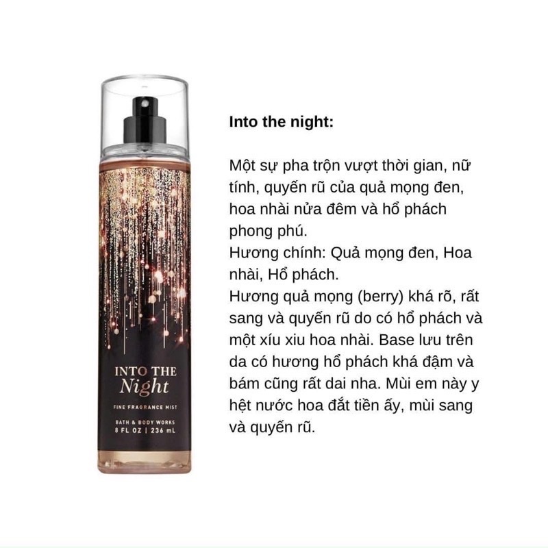Xịt Thơm Toàn Thân Victoria's Secret, body mist into the night 236ml cực thơm
