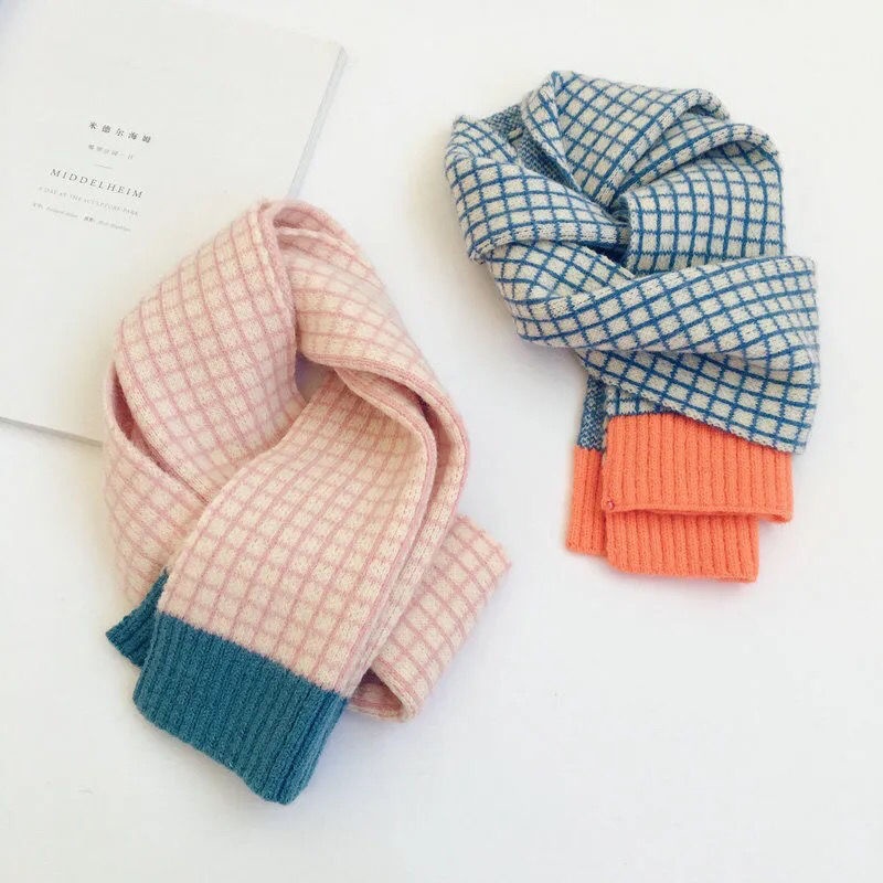 Khăn choàng cổ dệt kim phong cách Retro Hàn Quốc cho bé