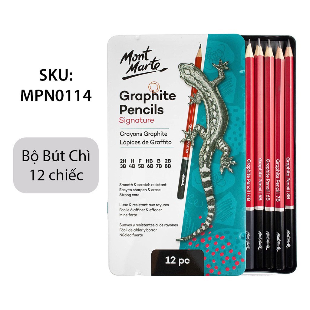 Bộ Bút Chì Phác Thảo Graphite Pencils Signature Mont Marte (Set 12 cây) (MPN0114_V03)