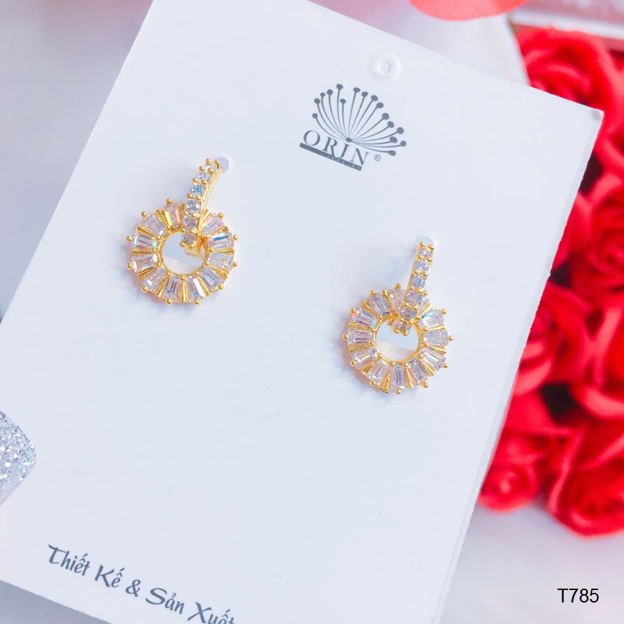 Bông tai nữ, khuyên tai đính đá vòng tròn thiết kế cao cấp Orin T785