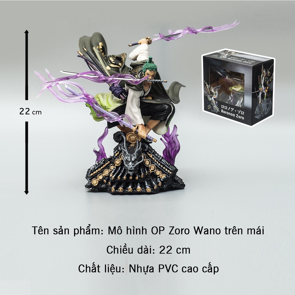 Mô hình One Piece Roronoa Zoro Wano trên mái cao 22cm Mô Hình Zoro trang trí One Piece Figure Haki Shop