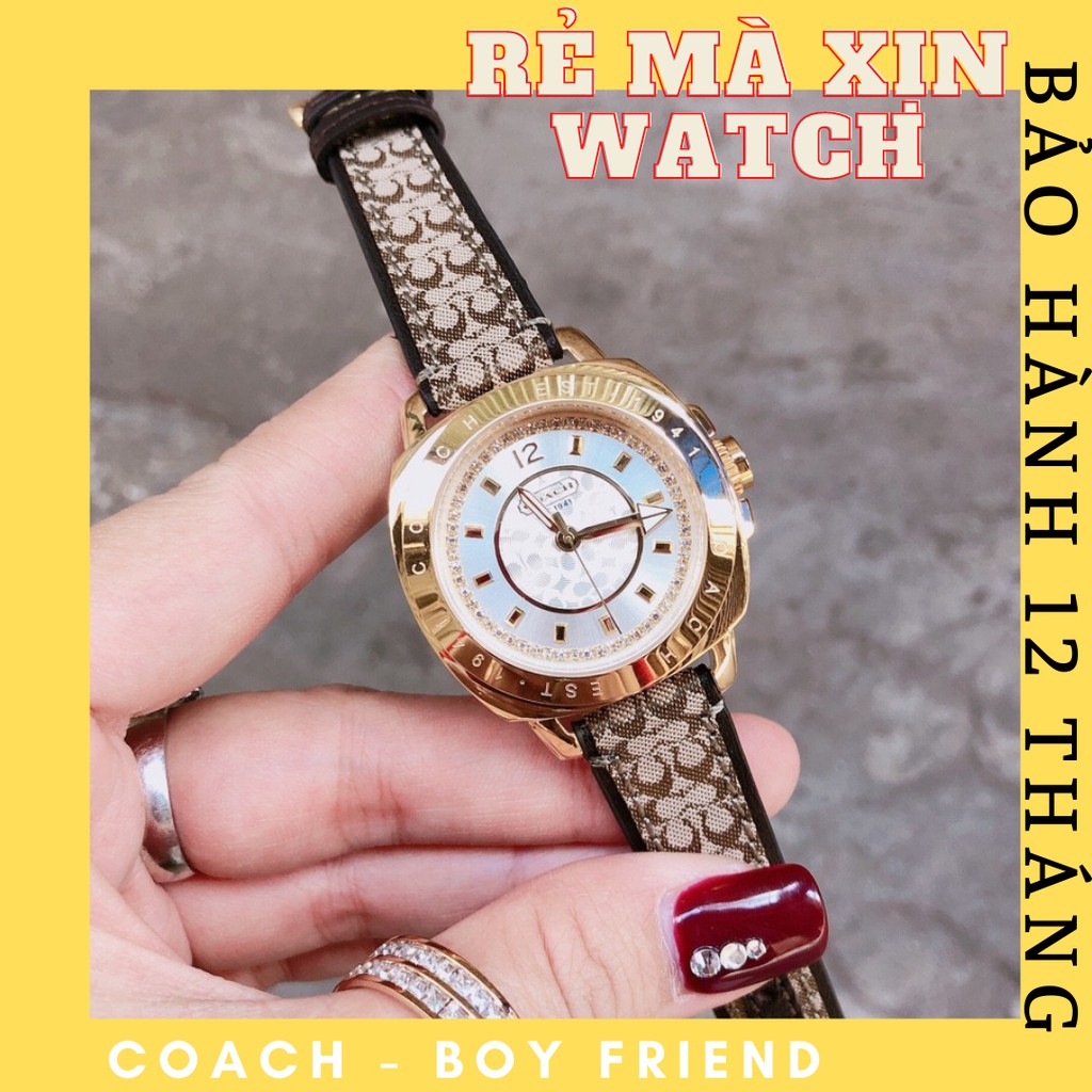 ĐỒNG HỒ NỮ COACH DÒNG BOYFRIEND DÂY DA VIỀN TRƠN SIZE 34MM