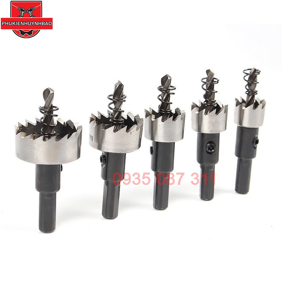 Bộ 5 Mũi Khoan Mũi Khoét Kim Loại Thép HSS 6542 Kích Thước 16-30mm Có Mũi Định Tâm