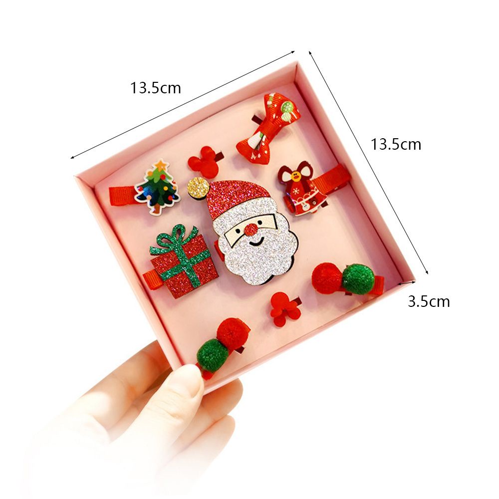 Bộ 9 kẹp tóc họa tiết ông già noel/ tuần lộc dễ thương cho bé gái