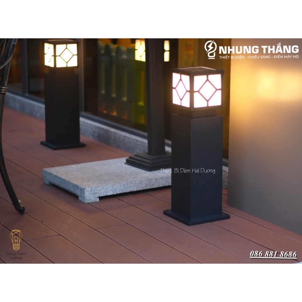 Đèn Sân Vườn Trụ Cột DSV-1165 Chống Nước - Chiều Cao 60cm - Cắm Điện Và Dùng Năng Lượng Mặt Trời -Có Khiển -Kèm Bóng Led