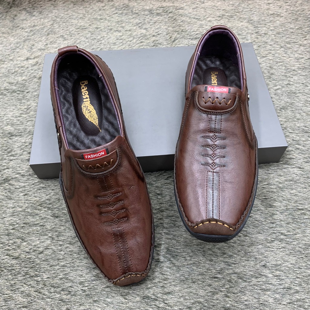 Giầy lười nam da bò siêu mềm, giầy lười thiết kế thời trang