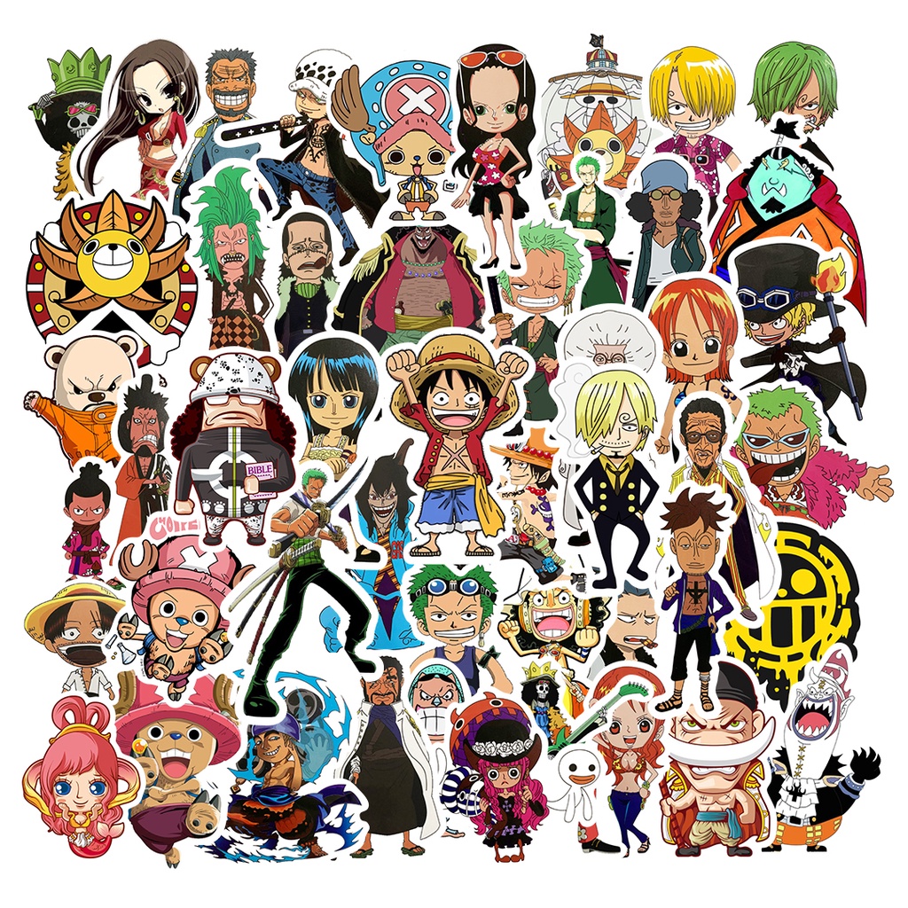 Bộ 10/50 Sticker Chống Thấm Nước Hình One Piece Dán Trang Trí