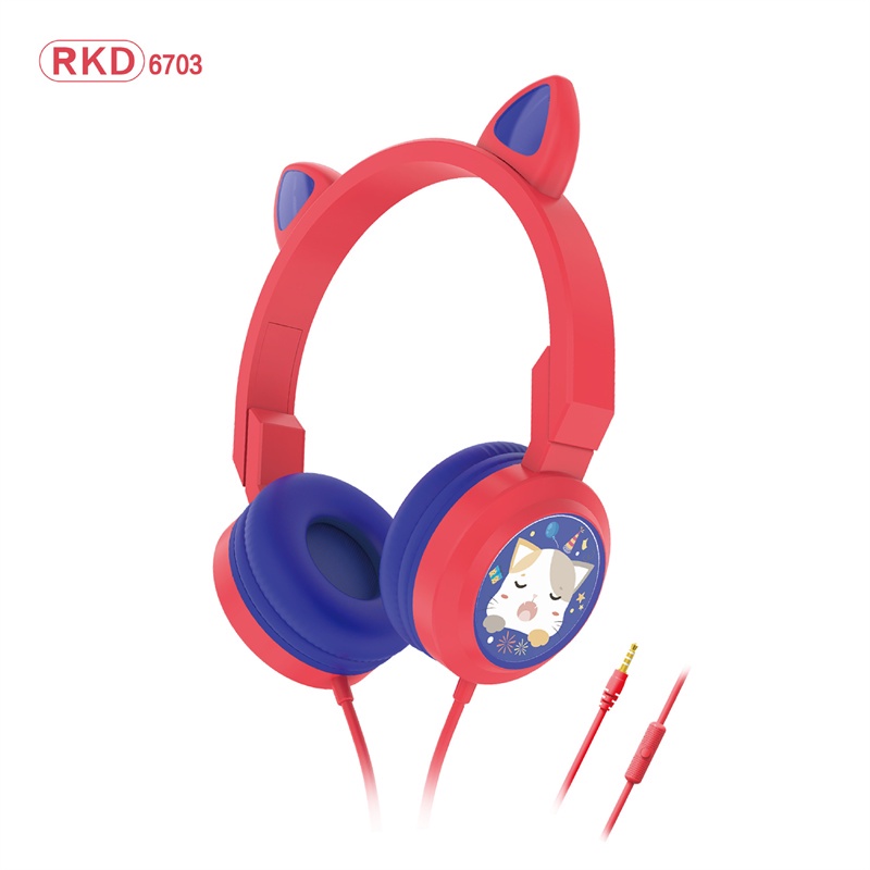 Tai Nghe Chụp Tai Hình Tai Mèo Dễ Thương Có Dây Kèm Mic Cho Máy Tính Bảng/Laptop/MP3