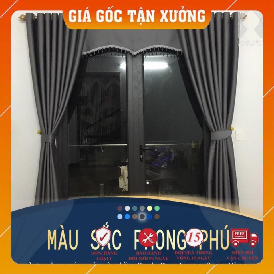Rèm Cửa Sổ 💟FREESHIP💟 Rèm Cửa Cản Sáng 98%, Cách Nhiệt - Màn Cửa Giá Rẻ Màu Ghi Chì ( lỗ khoen)