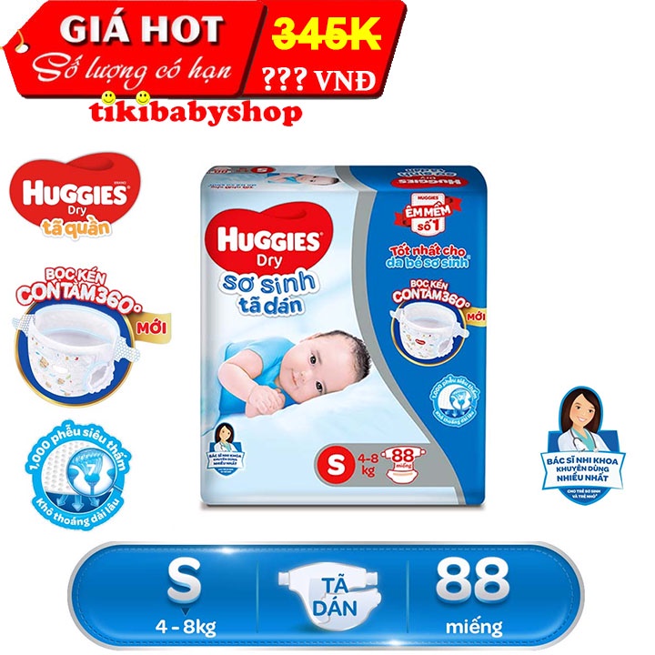 Tã dán sơ sinh Huggies NB74/ S56/ S80