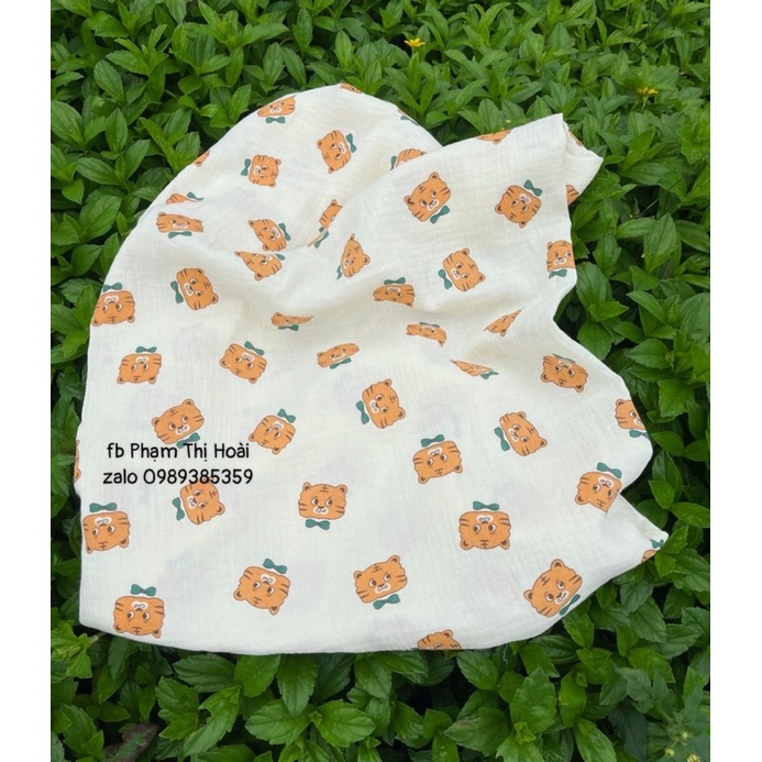 vải xô muslin cao cấp tiểu hổ dễ thương may khăn mặt,khăn tắm,quần áo cho bé