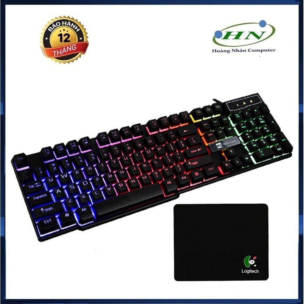 Bàn phím game giả cơ R8 1822 có đèn led 7 màu + Tặng Lót Chuột Logitech