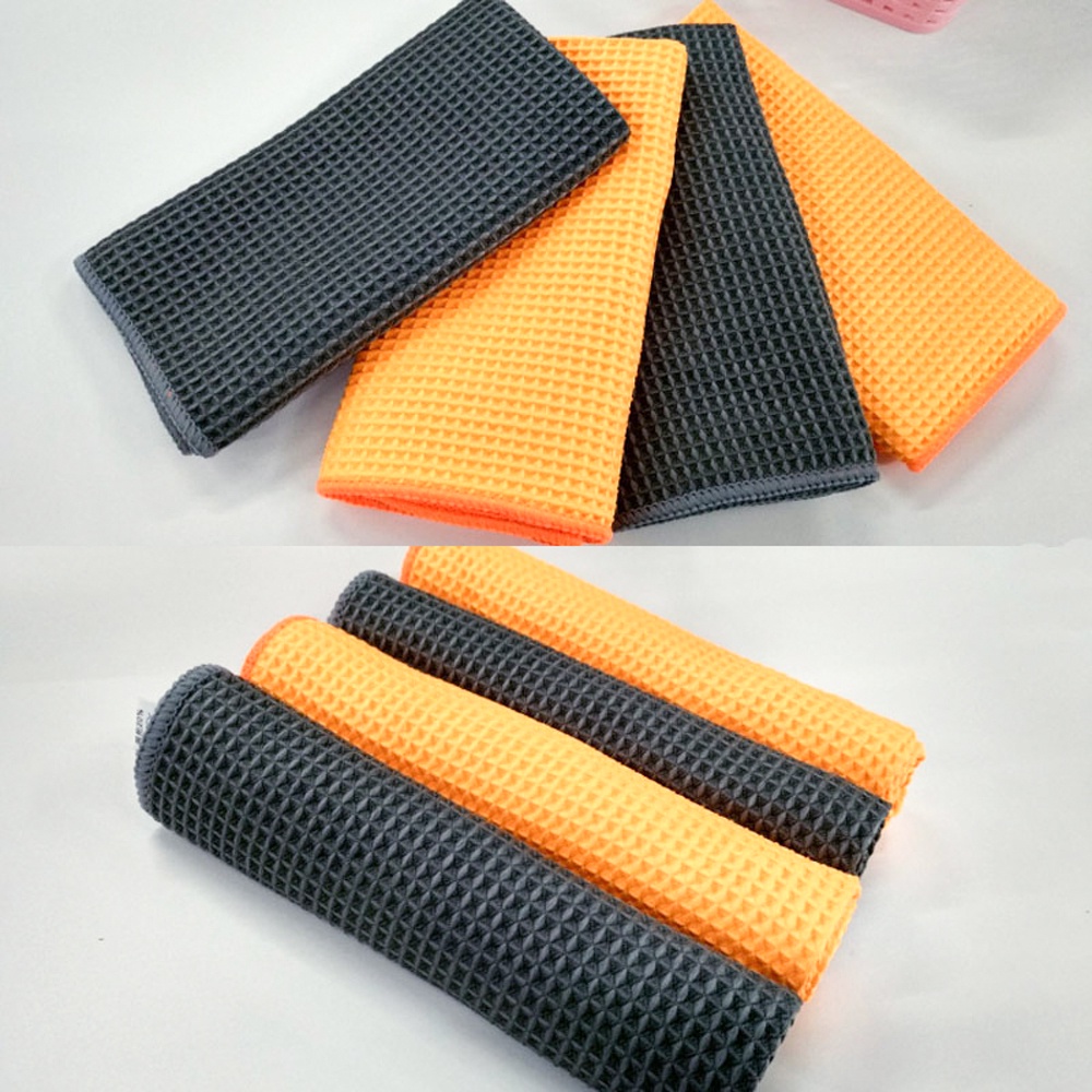 Khăn Lau Xe Hơi Kính Lái Ô Tô, Khăn Lau Cửa Kính Chất Liệu Microfiber Tổ Ong Caro