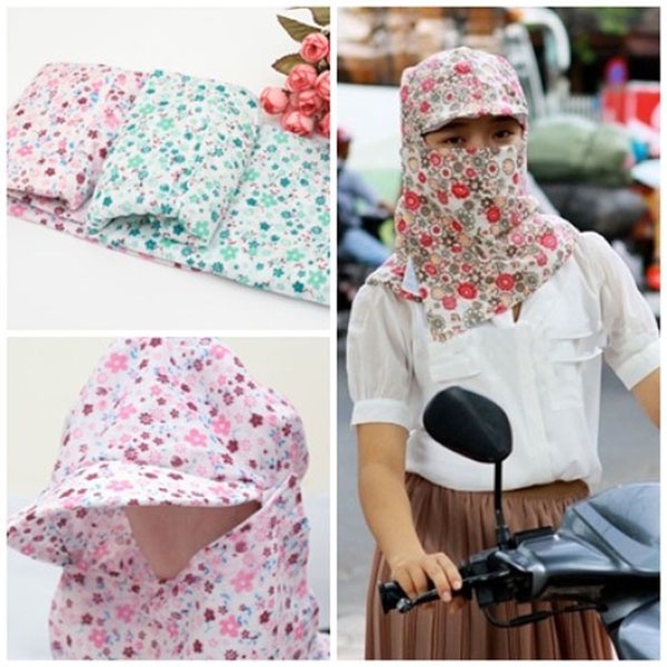 Nón khẩu trang chống nắng, khẩu trang trùm chống nắng, có khẩu trang liền, Nón vành nữ, vải mát Chống Nắng tốt, vải