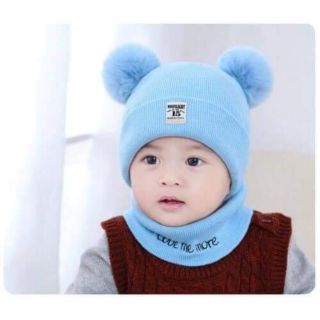 MŨ LEN KÈM KHĂN CHOÀNG CỔ CHO BÉ