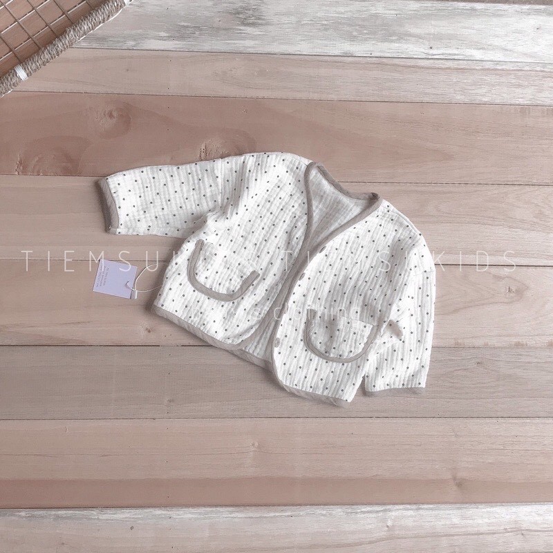 Áo khóac mùa thu vải xô muslin mỏng nhẹ cho bé