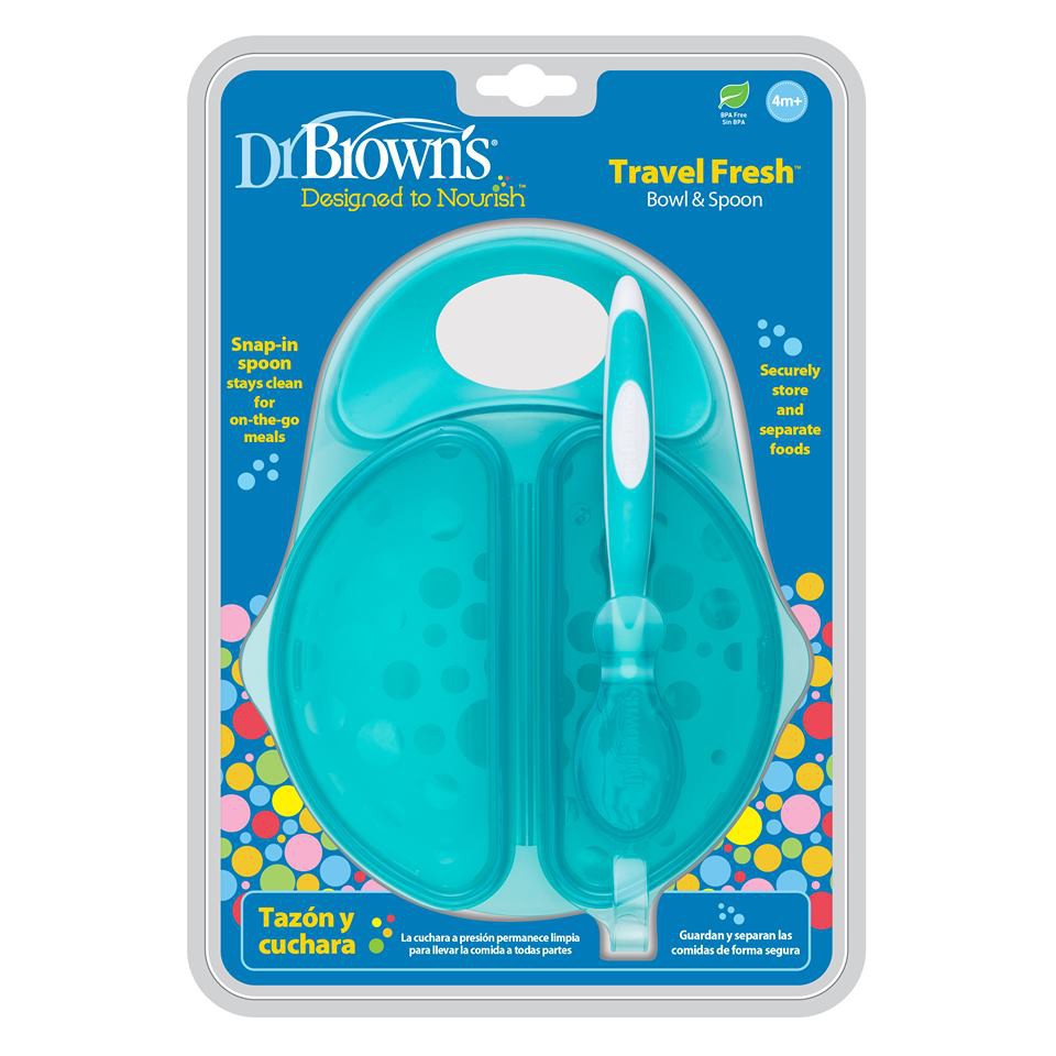 BỘ BÁT 2 NGĂN KÈM THÌA ĂN DẶM BẰNG NHỰA HIỆU DR BROWN’S