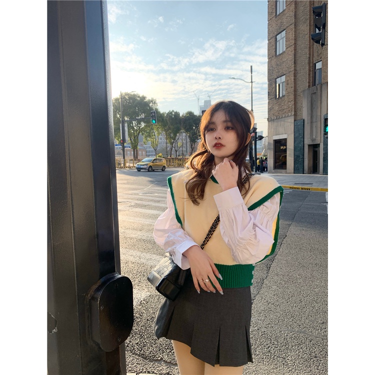 Áo Khoác Dệt Kim Không Tay Màu Sắc Thời Trang Cho Nữ