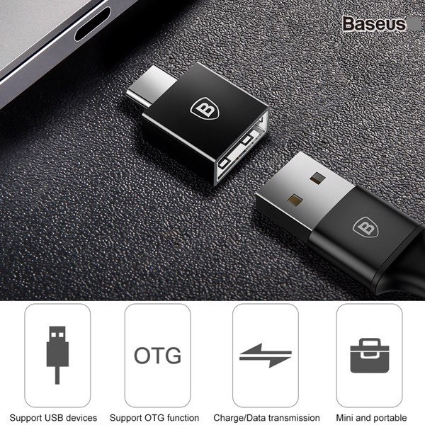 CHÍNH HÃNG Đầu chuyển đổi từ Type C sang USB tốc độ cao Baseus {BẢO HÀNH ĐỔI MỚI}