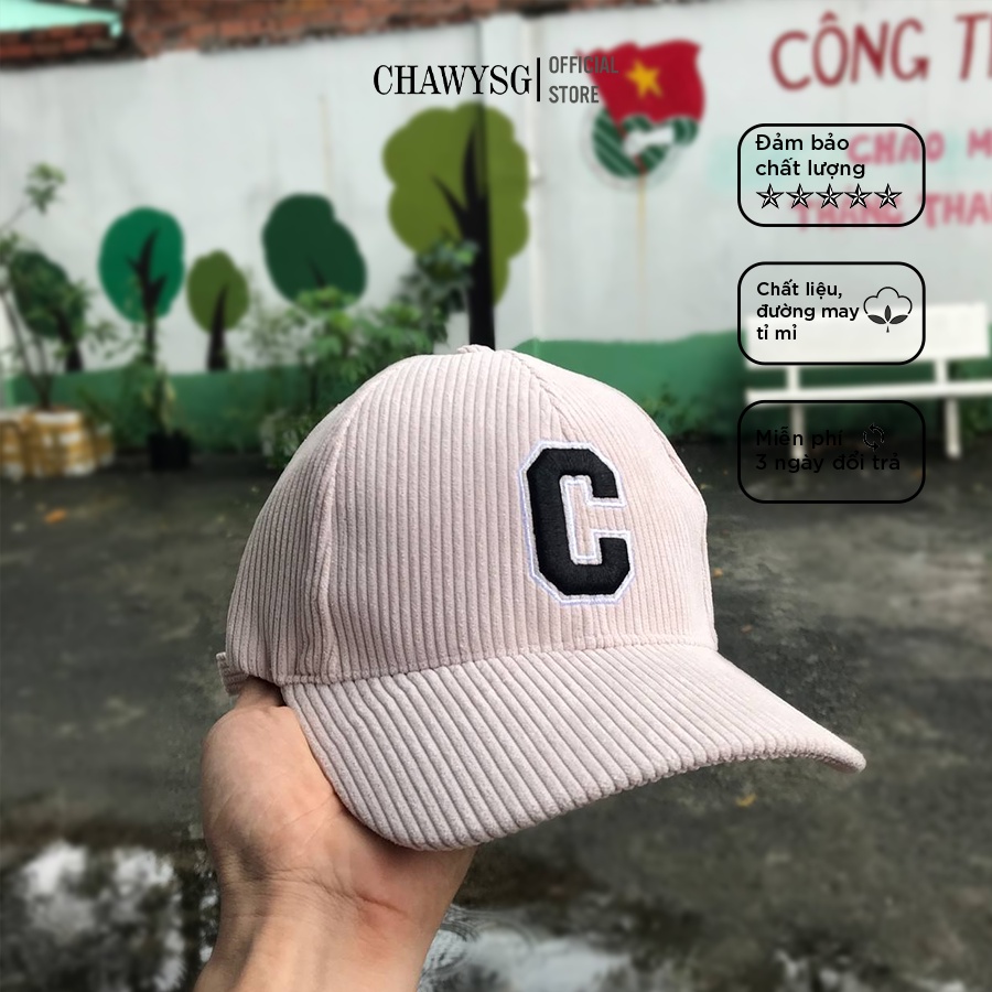 Mũ lưỡi trai nữ nam , Nón kết thêu chữ C phong cách Ulzzang chất liệu nỉ gân cotton form unisex Chawystore - K2