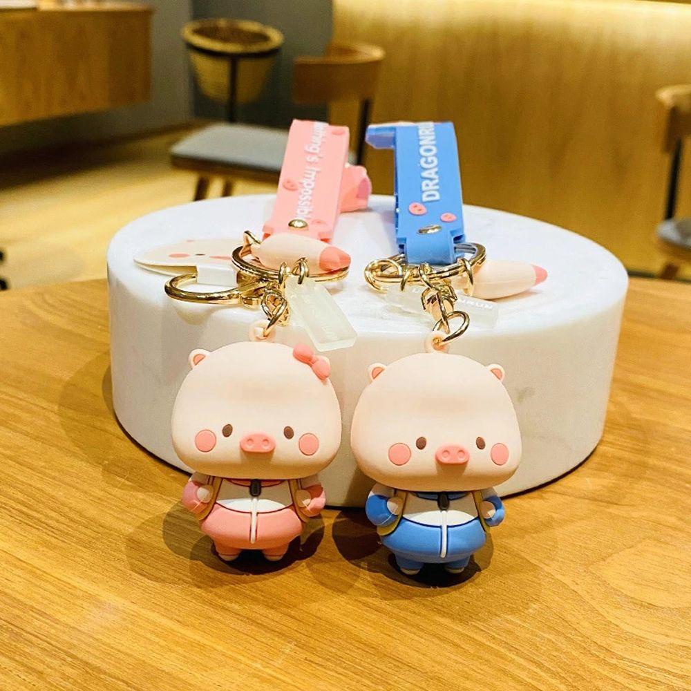 Móc Khóa Hình Heo Nhồi Bông Ba Chiều Dễ Thương