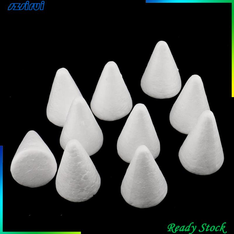 Set 10 Mô Hình Nón 7cm Bằng Xốp Polystyrene Styrofoam Dùng Trang Trí DIY