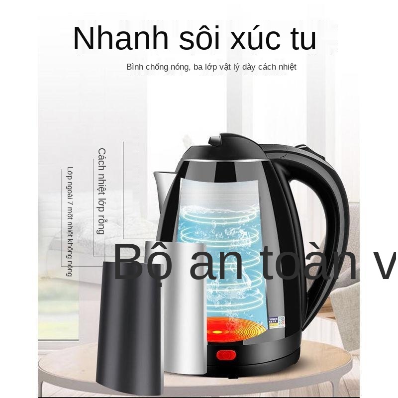 > Ấm đun cách nhiệt bán cầu, điện nước, bình nước gia dụng inox, ngắt tự động, mini nhỏ gọn. <