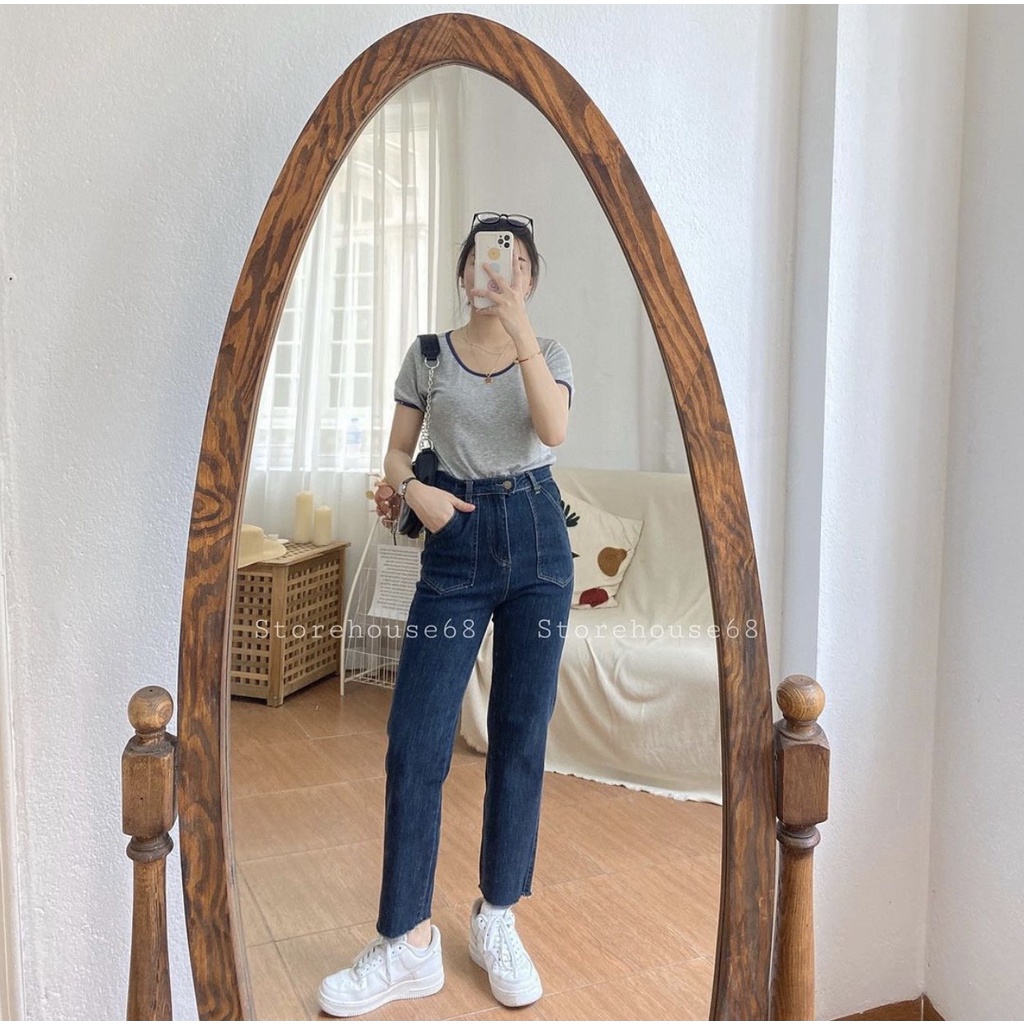 Quần jeans nữ ống đứng mã 3529 hàng Vn mác hồng FANEGU trẻ trung năng động