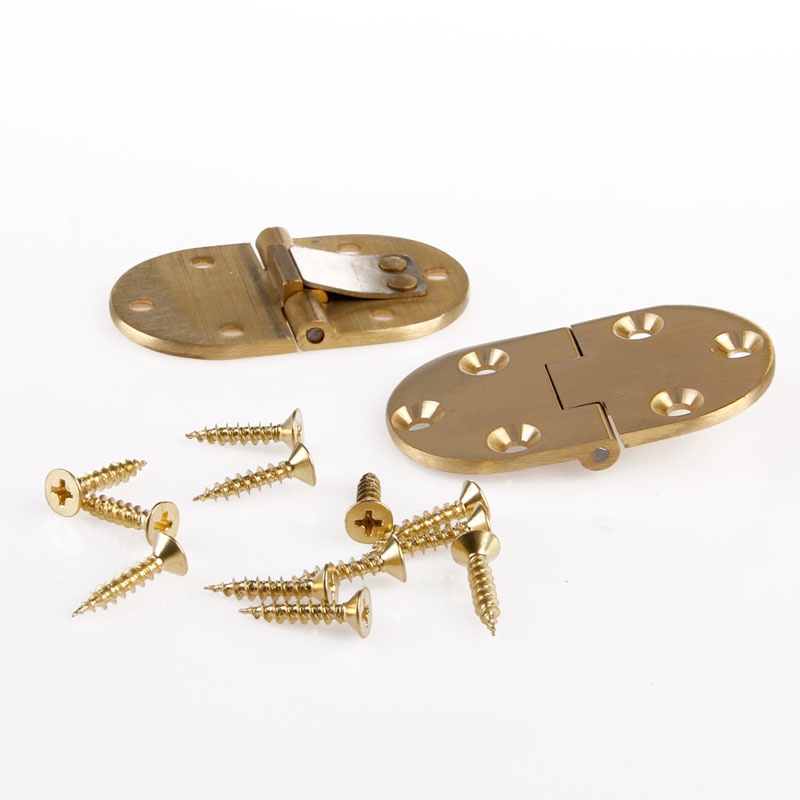 Set 2 Bản Lề Tròn Bằng Đồng Thau Kèm 12 Vít Cố Định