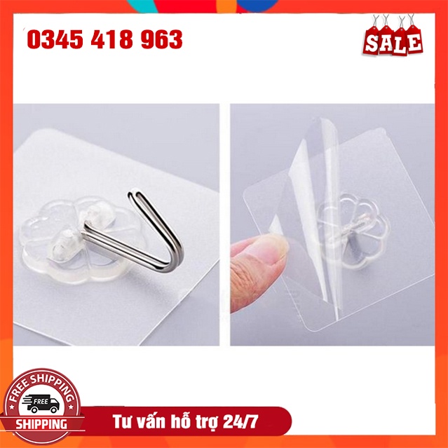 10 Móc Trong Suốt Treo Đồ Dán Tường Chịu Lực Siêu Dính - Móc Treo Thép Đa Năng - Khả Năng Bám Cực Chắc