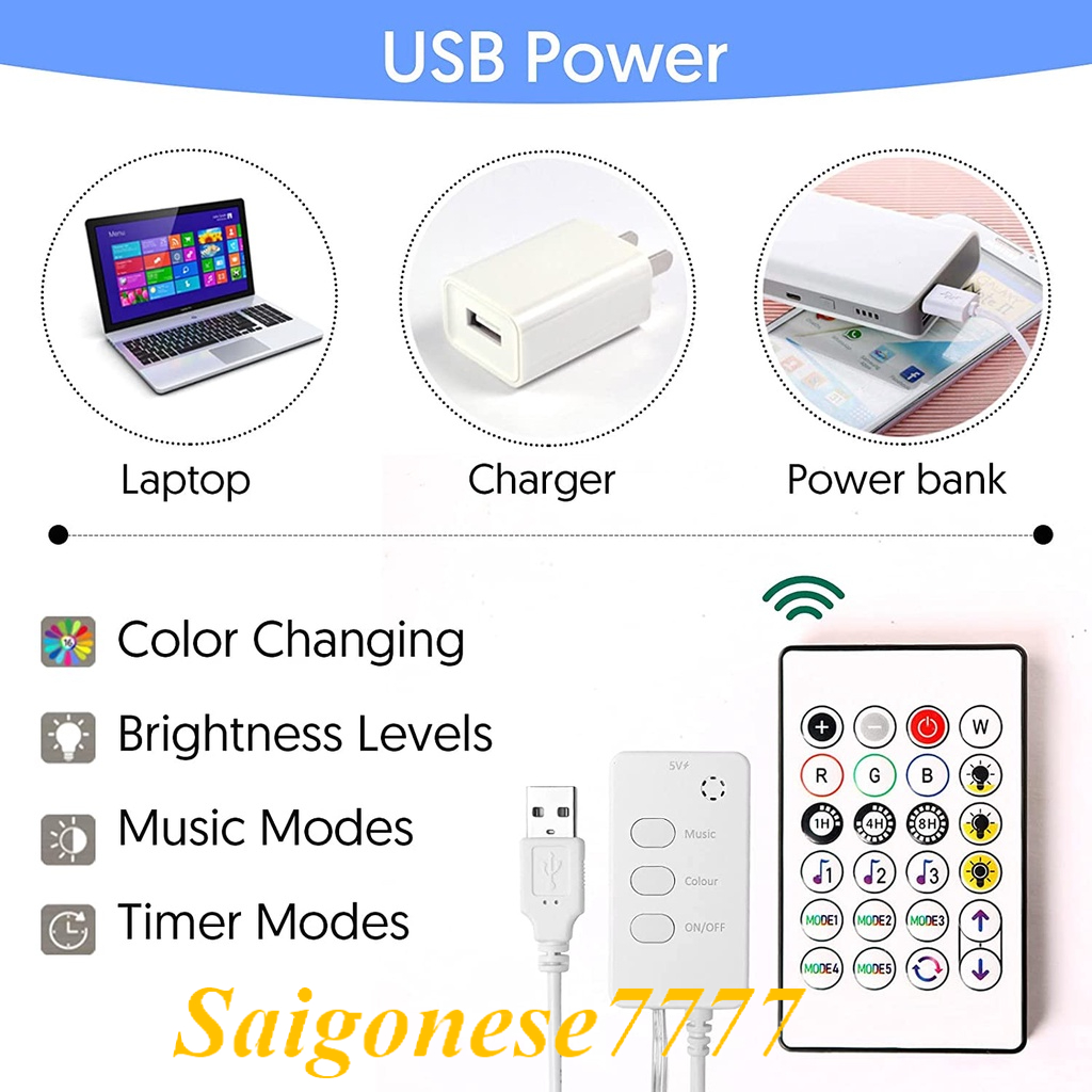 (10M 100 Bóng Đèn Cảm Ứng Âm Thanh) Đèn Led Xài Cổng U.S.B Dây Đèn Led Quấn Cây Trang Trí Tiệc Noel Lễ Tết