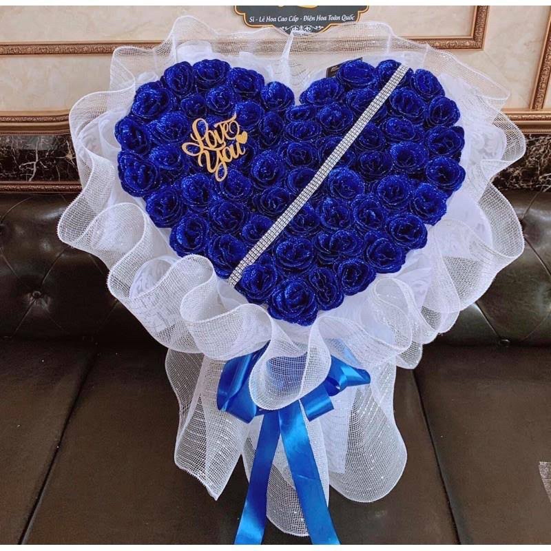 Đầu bông hoa sáp nhũ kim tuyến 6cm loại 1