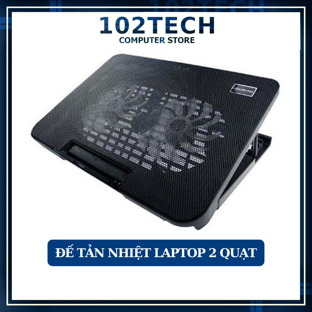 Đế tản nhiệt laptop N99, 2 quạt làm mát nhanh, đế tùy chỉnh góc, có đèn led, phù hợp laptop 12 đến 17 inch