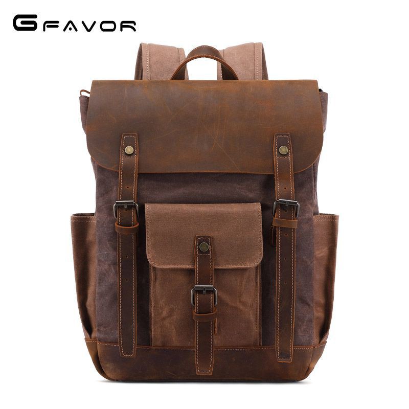 G-Favor Balo vải canvas phối da bò cao cấp - Mẫu T0011