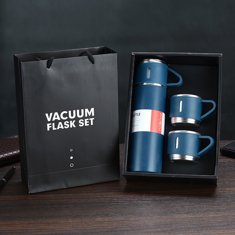 Set Bình Giữ Nhiệt iNox 500ML Kèm 3 Cốc Cực Xịn VACUUM FLASK SET