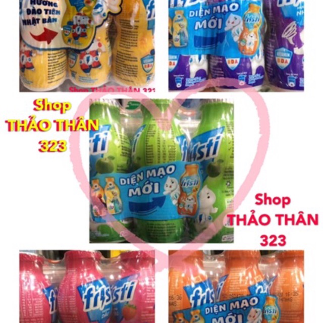 Sữa Chua Uống Fristi Trái Cây (1lốc 6chai) DÂU, CAM , NHO , TÁO , ĐÀO