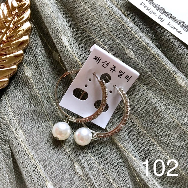 FREESHIP❤️ Khuyên Tai Tròn Đính Đá Và Hạt Châu M102