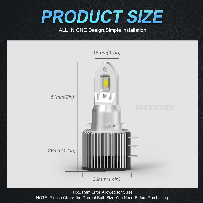 Set 2 bóng đèn pha MAXGTRS LED H15 12V 6000K 12000LM thích hợp cho Ranger Explorer Golf 6 CX-5 A3 A6 Vito Audi BMW