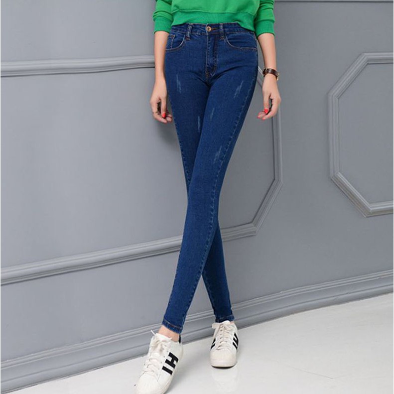 Quần Jean Nữ Lưng Cao Co Giãn Nhiều Màu Cào xước nhẹ Quần Bò Nữ Cạp Cao Dáng Skinny