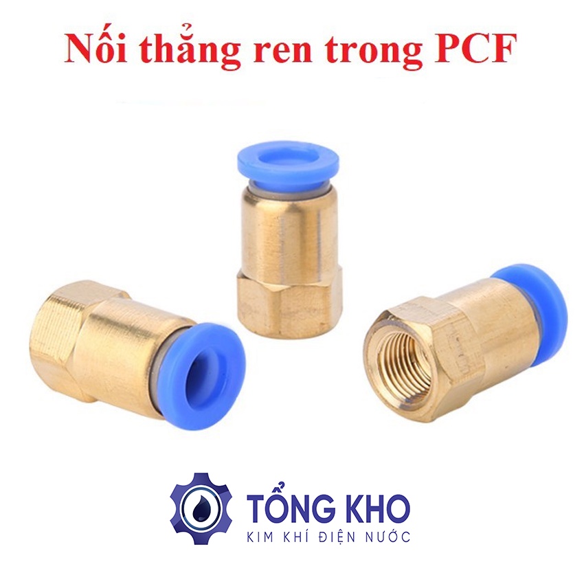 Đầu nối thẳng ren trong PCF khí nén, phun sương đầy đủ kích cỡ - Tổng kho kim khí điện nước