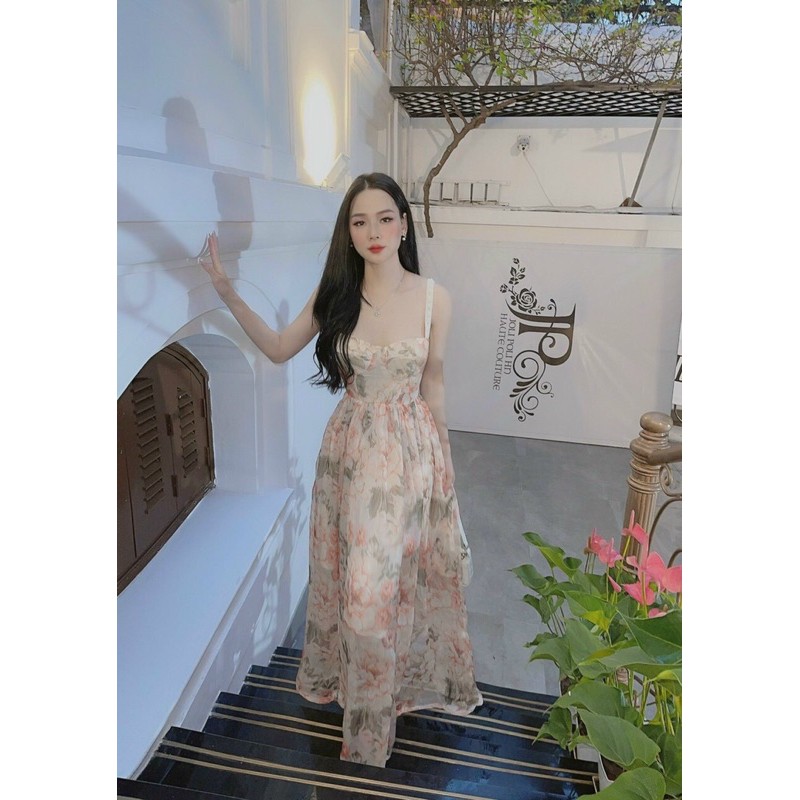 Váy maxi tơ hoa cao cấp | BigBuy360 - bigbuy360.vn